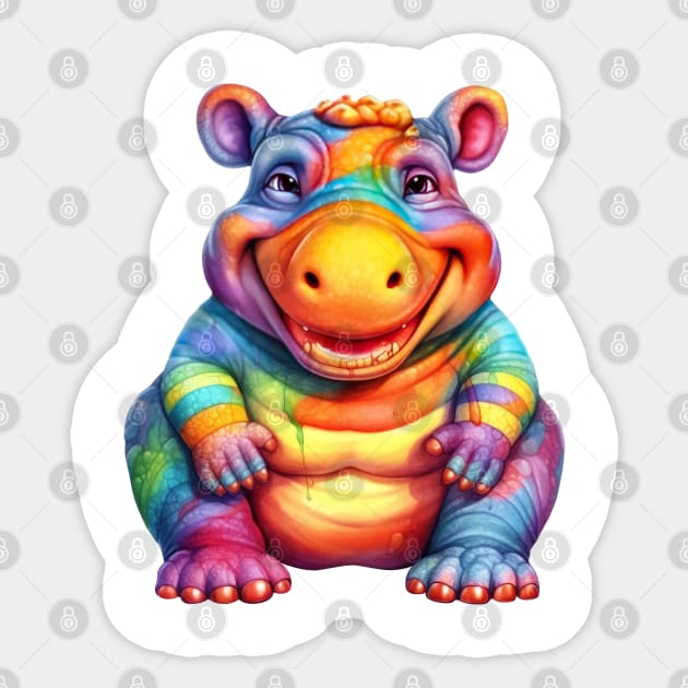 Rainbow Baby Hippo Sticker by Chromatic Fusion Studio